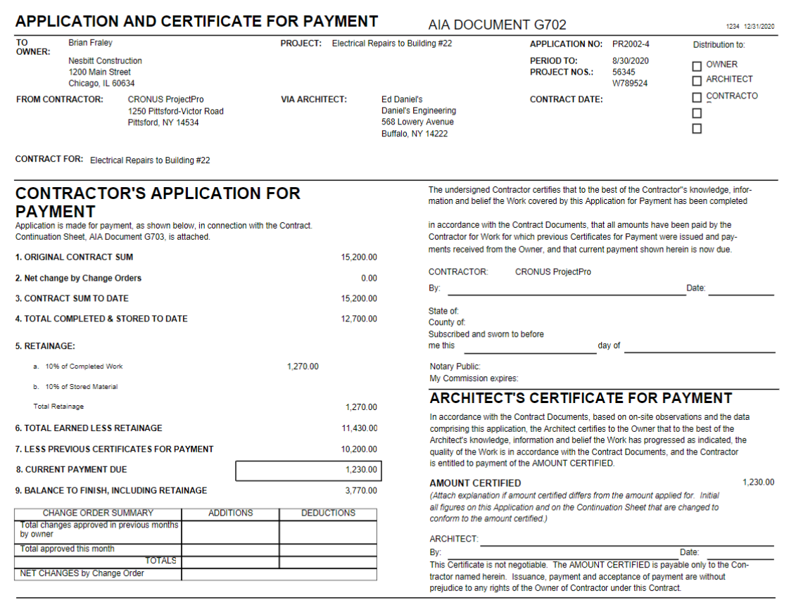 Certificate for Billing & Payables