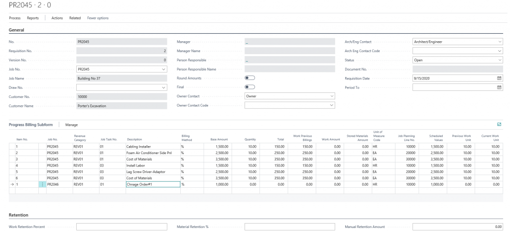 Progress Bill Layout Change Order To Progress Billings – User Guide
