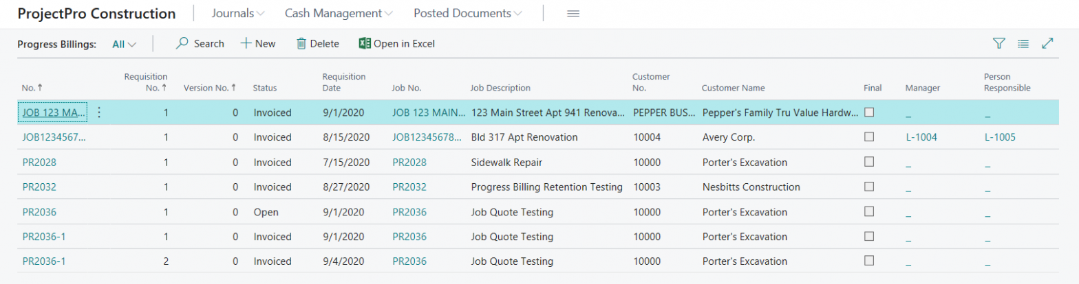 Project Billing Sample Progress Billings - User Guide