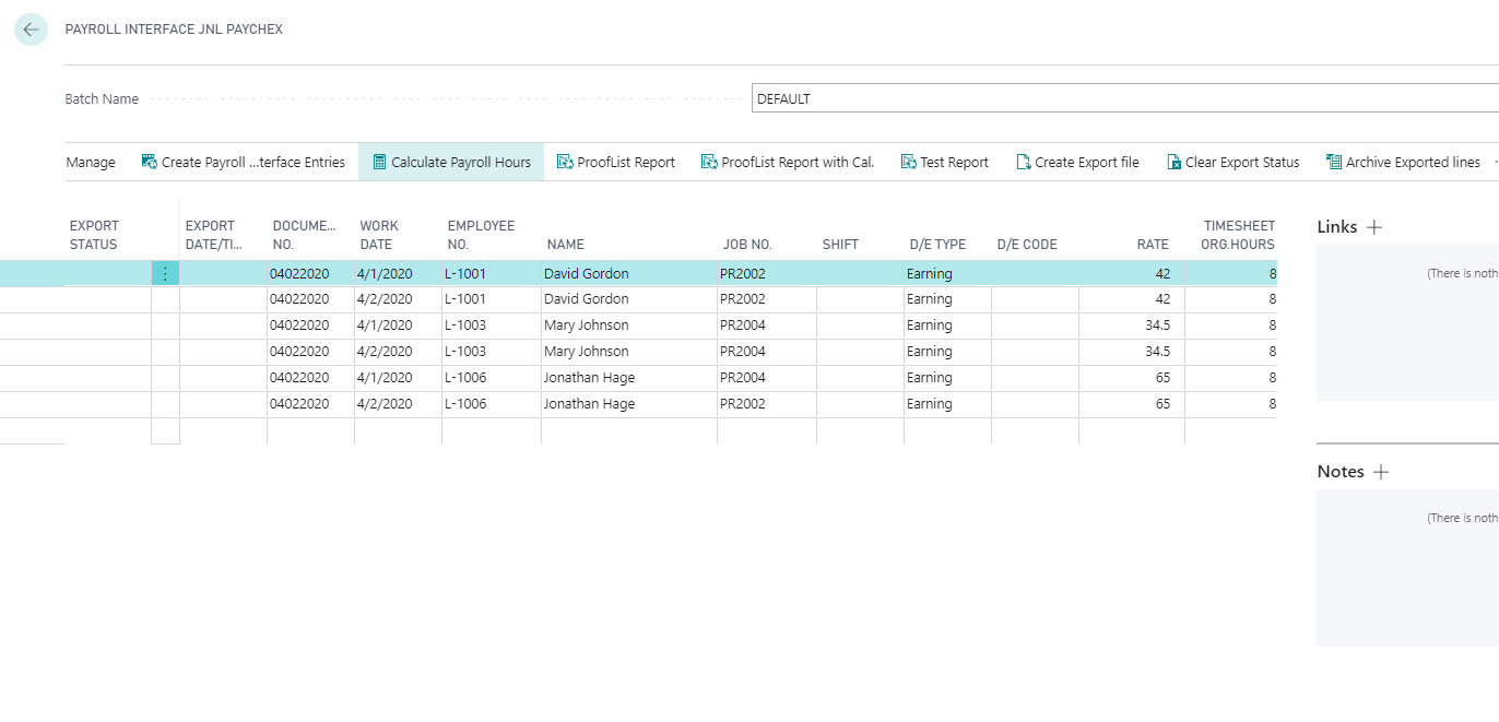 Payroll Integration Screenshot